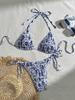 2025 Europa y Estados Unidos comercio exterior transfronterizo Amazon tendencia estampado cuello halter sexy bikini dividido encaje aguas termales