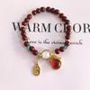 Pulsera Lunar Gris Ojo de Gato Imitación para Mujer, Colgante de Campana Simple, Regalo de Cumpleaños para Mejor Amiga, Estilo Ins de Vidrio