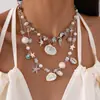Estilo Resort Costero Perla de Imitación Concha de Imitación Estrella de Mar Caracola Collar Redondo Personalizado Nicho Elegante Gama Alta Collar para Mujeres