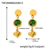 Miduoduo Corazón Romántico Francés Piedra de Cristal Checo Conjunto de Joyería Pulsera Collar Acero Inoxidable Chapado en Oro Real 18K