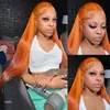 Peruca dianteira do laço do laço laranja cabelo liso perucas do cabelo humano capacete reto uma geração de cabelo