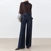 Jeans de Pierna Ancha de Cintura Alta en Color Claro, Modernos y Elegantes, para Mujer, Otoño 2026, Corte Holgado Casual, Elásticos, Adelgazantes, Pantalones de Largo Hasta el Suelo
