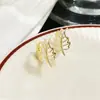 Série de brincos de zircônia microincrustados Brincos flor de folha vazada pequenos requintados franceses Brincos de zircônia em forma de gota d'água quadrados
