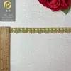 Encaje bordado con hilo dorado, pasamanería soluble en agua dorada calada, estilo étnico, finamente perforada por un lado, accesorios para ropa, en stock para venta al por mayor