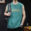 Chaleco Deportivo Lavado Retro Americano para Hombre Sudadera Holgada sin Mangas Fitness Baloncesto Verano Camiseta sin Mangas de Moda