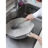 Cepillo para ollas de acero inoxidable con mango largo, cepillo de lana de acero, cepillo de limpieza de mango largo para botellas de cocina, ollas y platos, uso doméstico, no suelta cerdas