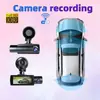 Gravador de condução 3.16 polegadas com gravação tripla, interconexão com celular, Wi-Fi inteligente, gravador HD de três lentes frontal, interno e traseiro