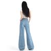 SS & Jeans Rotos Retro Americanos Pantalones Rectos Slim de Cintura Alta Sueltos para Mujer Pantalones Casuales de Trapeador Pantalones Azules