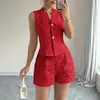2026 Roupas Femininas Transfronteiriças Europeias e Americanas da Amazon Novo Estilo para o Dia a Dia Decote V Botão Sem Mangas Colete Jaqueta Top Feminino