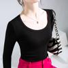 Camisa Base Feminina Manga Longa Gola Baixa Estilo Novo Outono Inverno Simples