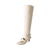 Botas de caña alta holgadas con tacón fino, estilo británico moderno, tanga, Botines de cremallera lateral elegantes para mujer, Novedad 2025