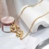 Collar de 18K Estilo Coreano Rama Microincrustada Cadena para Clavícula de Mujer Joyería Versátil de Moda Perla Joyería de Alta Gama Venta al por Mayor