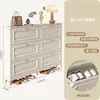 Gabinete para zapatos ultra delgado estilo crema con puerta abatible para entrada del hogar, popular gabinete pequeño para recibidor, zapatero económico que ahorra espacio