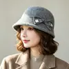Sombrero de fieltro de lana para mujer Shao Heng, nuevo bombín negro, sombrero de pescador versátil de moda retro, sombrero de cubo de fieltro de lana
