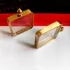 Nuevo colgante de acero de titanio con vidrio transparente de doble cara 3*3 concha thangka no se decolora caja cuadrada gabu caja vacía venta al por mayor