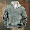 2024 invierno nuevo creativo patrón de rayas chaqueta acolchada de algodón para hombre manga larga cuello alto suéter de media cremallera cuello de suéter forrado de polar