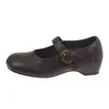 Versión de piel de oveja de zapatos de cuero para mujer que aumentan la altura con suelas suaves que no cansan los pies, nuevo modelo 2026 zapatos Mary Jane, zapatos de ballet para mujer