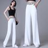 Pantalones de Mujer de Tiro Alto de Pierna Ancha con Efecto de Caída, Letras Cruzadas, Cintura Elástica, Pantalones Largos Rectos Sueltos Adelgazantes, Pantalones Negros, Otoño 2026