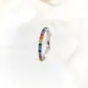 Anel de Titânio Super Brilhante Arco-Íris de Luxo, Venda Quente Transfronteiriça, Que Não Desbota Após Lavagem, Anel de Moda Versátil de Luxo Leve