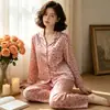 Pijama francés reductor de edad para mujer, nuevo para primavera y otoño, simple, con puntos de ola, manga larga, pantalones de seda helada, ropa de casa, traje de moda, venta al por mayor