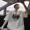 Camiseta Negra de Estilo Americano de Nicho con Hombro Normal y Cuello Pequeño, Manga Corta de Algodón Puro para Hombres y Mujeres, Blanca de Verano de Manga Larga Resistente