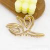 Pinza de Metal Grande Creativa con Incrustaciones de Perlas de Estrella de Mar para el Cabello de Mujer, Simple, Hueco, Criaturas Marinas, Pinza de Tiburón