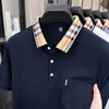 Camiseta de Manga Corta 100% Algodón para Papá Camisa Polo de Verano para Hombre con Cuello y Bolsillos para Ropa Casual de Negocios para Edad Media en Algodón Mercerizado