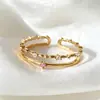 Anillo Abierto Ajustable Tilenny Estilo Ins Más Vendido Transfronterizo con Circonita para Mujer, Diseño Floral Dulce y Lindo