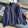Roupas Masculinas e Femininas Estilo Japonês 2024 Outono e Inverno Moletom Pulôver de Lã Polar com Botões e Gola Polo Meio Aberta Jaqueta Casual para Casal