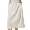 Saia de Verão Fina Estilo Workwear com Barra Larga, Cintura Elástica Casual Solta, Cordão, Saia Reta Simples Linha A de Comprimento Médio para Mulheres