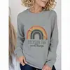 Moletom de Gola Redonda Transfronteiriço para Mulheres com Estampa Arco-Íris, Popular na Amazon e Wish, Item Atacado no Temu