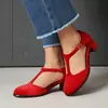 2026 Comércio Exterior Sapatos Femininos Verão Novo Estilo Fivela Veludo Salto Grosso 40-43 Sapatos de Salto Único Mary Jane Salto Alto Sapatos de Princesa