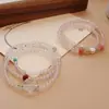 Pulsera de Cristal Rosa Natural para Mujer, Pulsera de Perlas de Cristal Blanco Luna Cristal Rosa para Niñas, Pulsera Pequeña Fresca y de Alta Gama