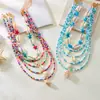 Collar de Cuentas de Arroz, Estrella de Mar, Concha, Caracola, Color Verano Océano Europeo y Americano, Collar de Múltiples Capas Apiladas Exagerado de Moda