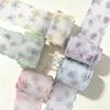 Cinta floral de borde ondulado de 3,8 cm para accesorios para el cabello, moños, empaque de ramo DIY, accesorios decorativos, cinta de gasa impresa
