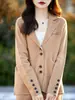 26 Cardigan de Punto para Mujer con Cuello de Solapa de Moda, Color Sólido, Multibotones, Lana Fina, Holgado, Casual, Blazer para Viajar