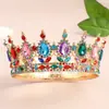 Elegante Corona Barroca con Pedrería de Colores Aleación de Oro Tiara de Princesa para Bodas Actuaciones Concursos y Ocasiones Especiales Joyas de Colores Adorno para la Cabeza de Novia