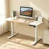 Escritorio eléctrico de altura ajustable de doble columna para oficina en casa, adecuado tanto para estar sentado como de pie, escritorio de estudio en colores contrastantes, escritorio de computadora eléctrico de altura ajustable