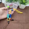 Cordón corto tejido a mano antipérdida para teléfono móvil, funda para teléfono móvil, tarjeta de identificación, licencia de empleado, cordón largo, contraste bicolor, cuerda para muñeca