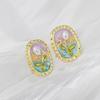 Pendientes de perlas con forma de gota de aceite estilo corte retro francés, de estilo vintage, de lujo, ligeros y de alta gama.