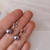 Aretes de cristal púrpura de fantasía de otoño e invierno, aretes de perlas austriacas Shijia, gancho para la oreja envuelto en oro americano de 14K, para mujer