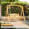 Columpio de Madera Resistente a la Corrosión de Moda para Patios Exteriores en Jardines Pequeños, Columpio Infantil de Madera Maciza para Balcones Interiores en Apartamentos Pequeños, Columpio Individual para Ocio en Casa