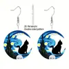 Moda Fronteriza de Fiesta Patrón de Gama Alta Pendientes Acrílicos Inspirados en Van Gogh Pendientes Acrílicos de Venta Caliente Cielo Estrellado Gato Negro