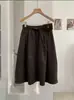 KEKEZOON Falda de Línea A de Cintura Alta Simple para Mujer Otoño/Invierno Adelgazante Versátil Casual Falda Paraguas con Cinturón 9307