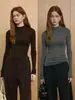 Camiseta de punto de lana fina con cuello alto medio, ajustada, sin costuras, de alta recuperación, 48 unidades, lavable a máquina, German Yangtze, para mujer en otoño e invierno
