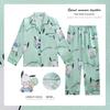 Pijamas transfronteiriços infantis primavera e outono, calças de manga comprida de seda fina gelada, desenho animado, roupas casuais com ar condicionado para meninos e meninas no verão