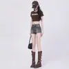 Comercio Transfronterizo Estilo Americano Ajustados Elásticos Chica Atrevida Tallas Grandes Ceñidos al Cuerpo Retro Vintage Ajustados Shorts de Mezclilla Desgastados para Mujer