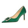 3265-AK6 Zapatos de banquete de moda de estilo europeo y americano para mujer, tacones altos de aguja, corte bajo, hebilla de diamantes de imitación puntiagudos, zapatos de una sola capa, tacones altos para mujer