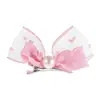 Pinza para el Cabello de Conejo con Lazo 3D de Perlas Estilo Princesa Que No Daña el Cabello, Pinza Infantil de Gasa Burbuja Fresca y Linda