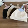 Gorro de Lana Tejido Lindo con Bloques de Color Estilo Japonés para Mujer, Cálido de Otoño e Invierno, Sencillo, Versátil, Adelgazante para la Cara